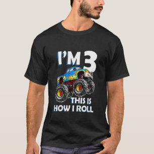 Camiseta Camión Monstruo Infantil Tercer Cumpleaños Niños D