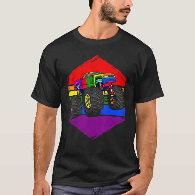 Camiseta Camión Monstruo Lgbt Bandera Iris Lgbt Q Car Gay P (Anverso)