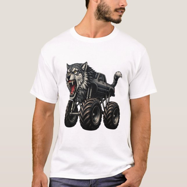 Camiseta Camión Monstruo Lobo Salvaje (Anverso)