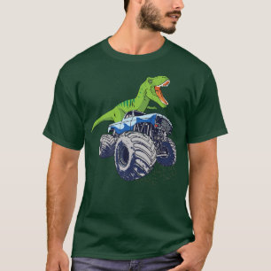 Camiseta Camión Monstruo Montando Dinosaurio Patriótico Niñ