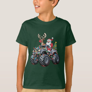 Camiseta Camión Monstruo Navidad Santa Fiesta Niños