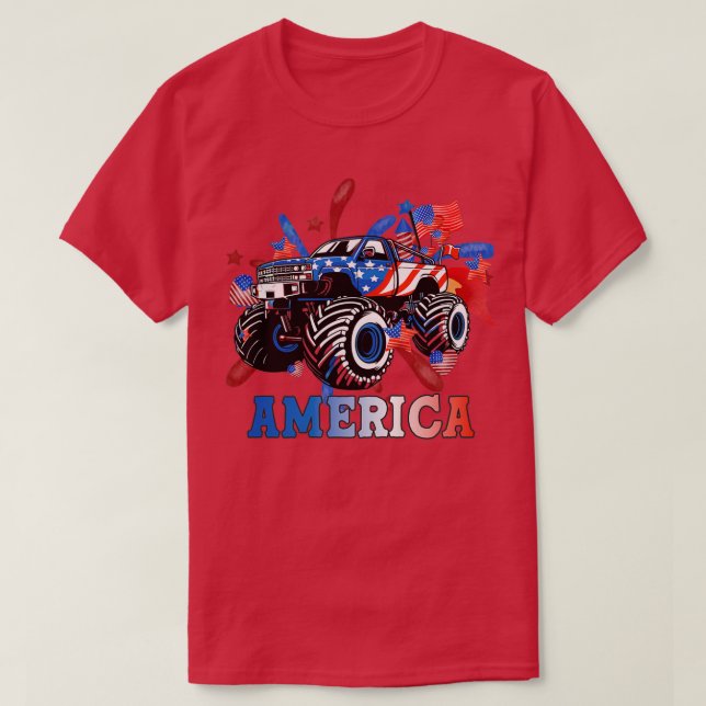 Camiseta Camión Monstruo Norteamericano 4 de julio de 2014 (Diseño del anverso)