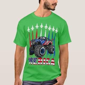 Camiseta Camión Monstruo Norteamericano Bandera Patriótica