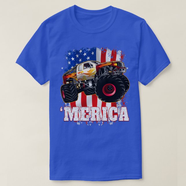 Camiseta Camión Monstruo Patriótico de los Estados Unidos 2 (Diseño del anverso)