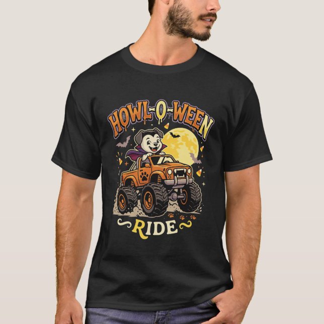 Camiseta Camión Monstruo Perro de Halloween (Anverso)