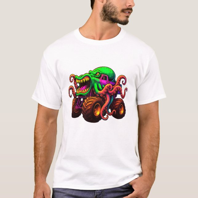 Camiseta Camión Monstruo Pulpo  (Anverso)