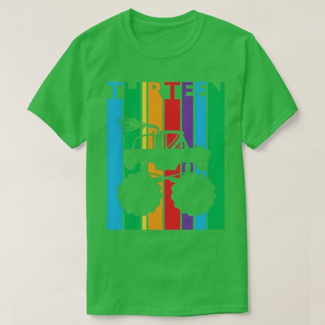 Camiseta Camión Monstruo Retro de cumpleaños número 13 (Diseño del anverso)