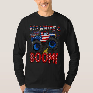 Camiseta Camión Monstruo Rojo Blanco Y Boom 4 De Julio Patr