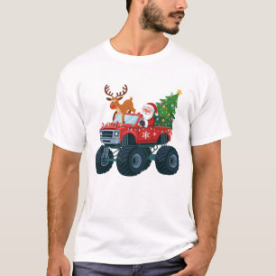Camiseta Camión Monstruo Santa Reno Árbol de Navidad Xmas
