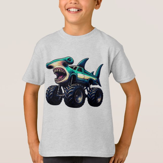 Camiseta Camión Monstruo Tiburón Martillo (Anverso)