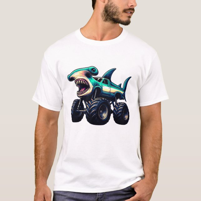 Camiseta Camión Monstruo Tiburón Martillo (Anverso)