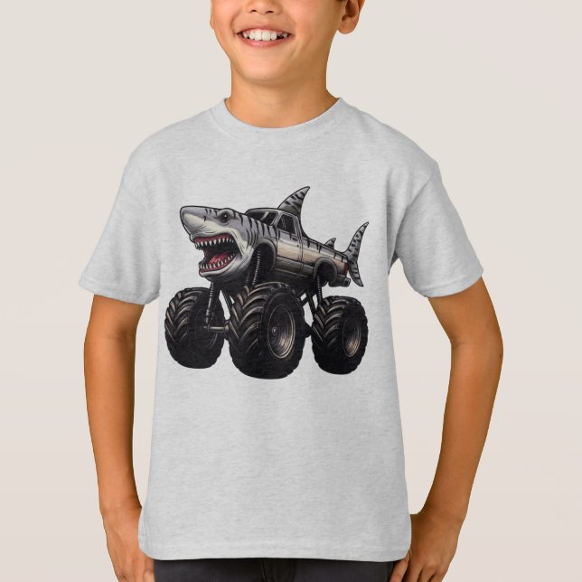 Camiseta Camión Monstruo Tiburón Tigre (Anverso)