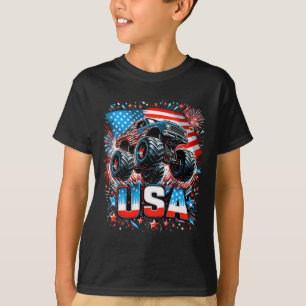 Camiseta Camión Monstruo Usa Bandera Americana 4 De Julio