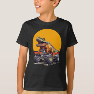 Camiseta Camión Monstruo y Dinosaurio T-Rex