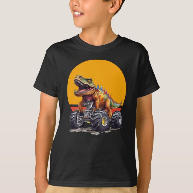 Camiseta Camión Monstruo y Dinosaurio T-Rex (Anverso)