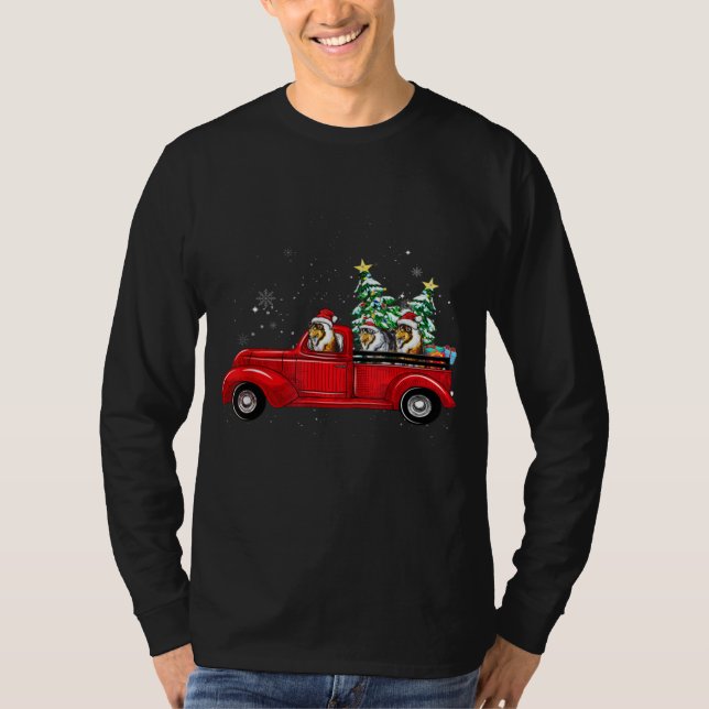 Camiseta Camión navideño collie rudo de árbol de navidad co (Anverso)