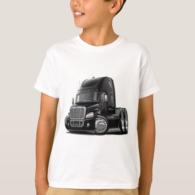 Camiseta Camión negro de Freightliner Cascadia (Anverso)