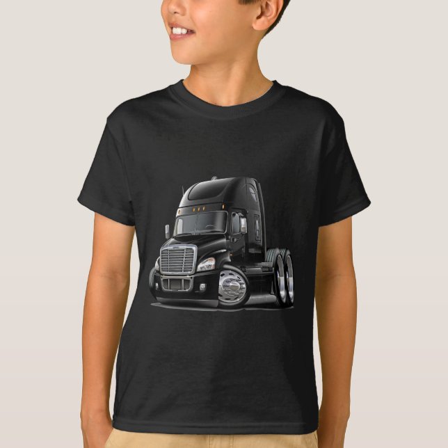 Camiseta Camión negro de Freightliner Cascadia (Anverso)