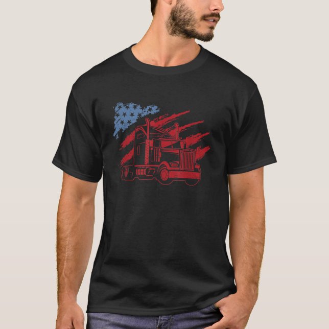 Camiseta Camión norteamericano camionero Semi Truck (Anverso)
