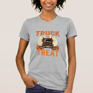 Camiseta Camión o Truco Diseño de Camión Semi de Halloween_