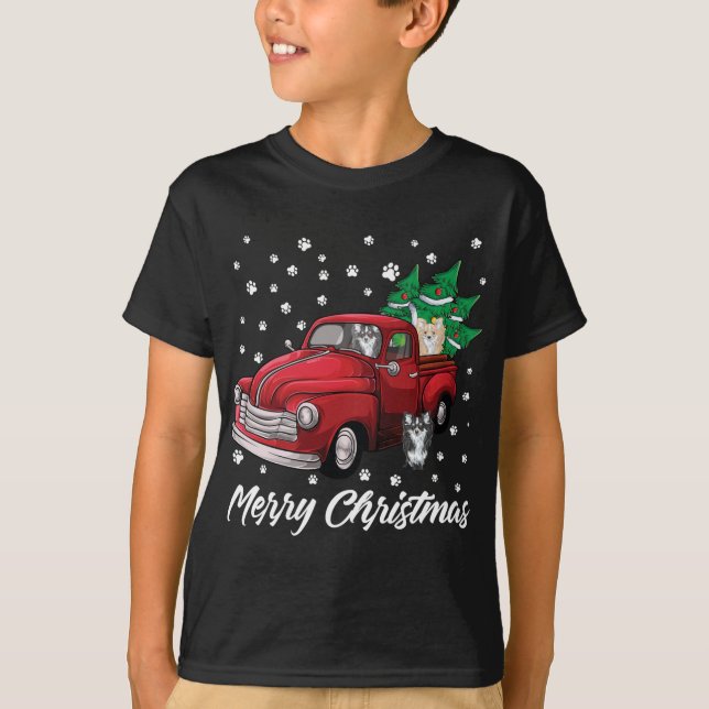 Camiseta Camión rojo amargo árbol de Navidad Chihuahua Perr (Anverso)