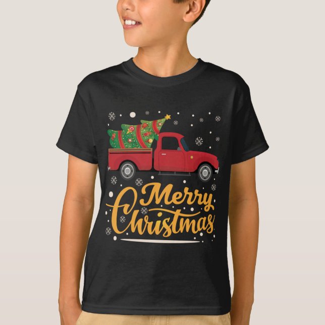Camiseta Camión rojo amargo árbol de Navidad lleno de deseo (Anverso)