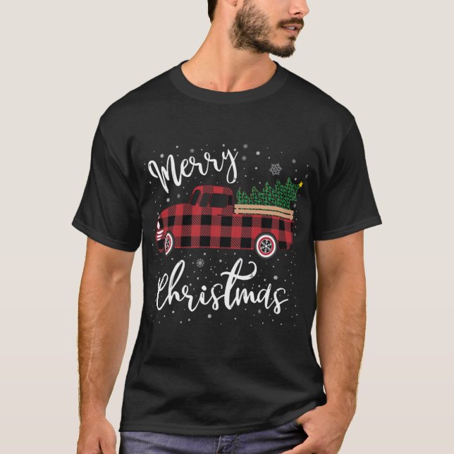 Camiseta Camión Rojo Búfalo Jugado Feliz Navidad (Anverso)