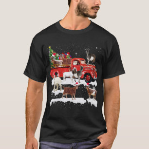 Camiseta Camión Rojo Cabra Camión Feliz Navidad Granjero X-