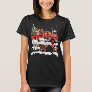 Camiseta Camión Rojo Cabra Camión Feliz Navidad Granjero X-