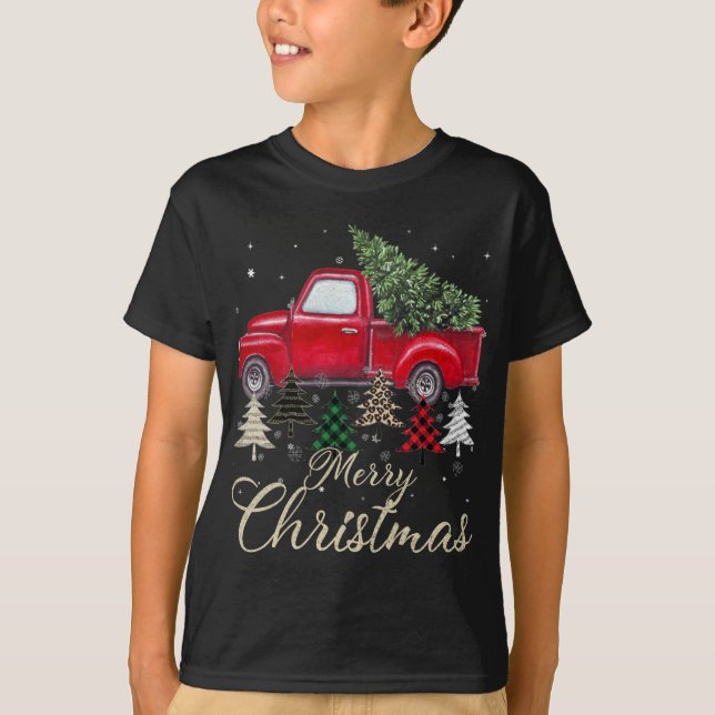 Camiseta Camión Rojo Con Navidades De Buffalo Y Leopardo (Anverso)