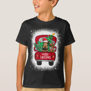 Camiseta Camión Rojo Cute Airedale Terrier Feliz Navidad Bl