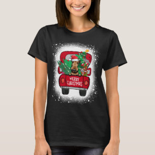 Camiseta Camión Rojo Cute Airedale Terrier Feliz Navidad Bl
