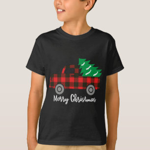 Camiseta Camión Rojo de Árbol de Navidad con relleno de búf
