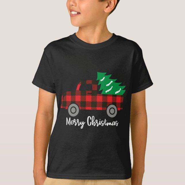 Camiseta Camión Rojo de Árbol de Navidad con relleno de búf (Anverso)