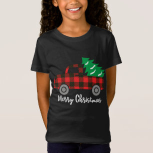 Camiseta Camión Rojo de Árbol de Navidad con relleno de búf