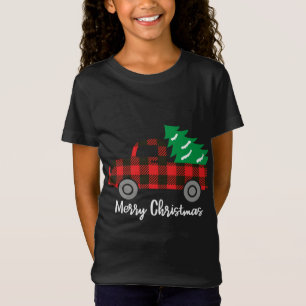 Camiseta Camión Rojo de Árbol de Navidad con relleno de búf