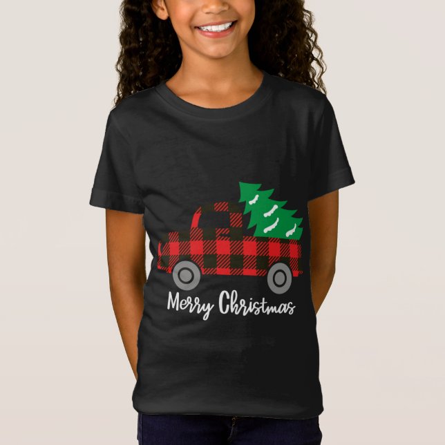 Camiseta Camión Rojo de Árbol de Navidad con relleno de búf (Anverso)