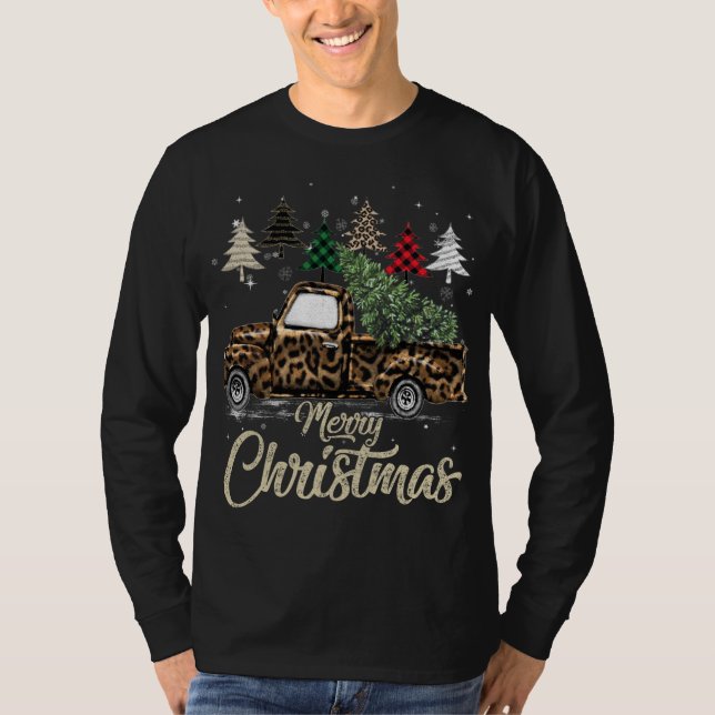 Camiseta Camión Rojo De Árbol De Navidad De Buffalo Con Leo (Anverso)