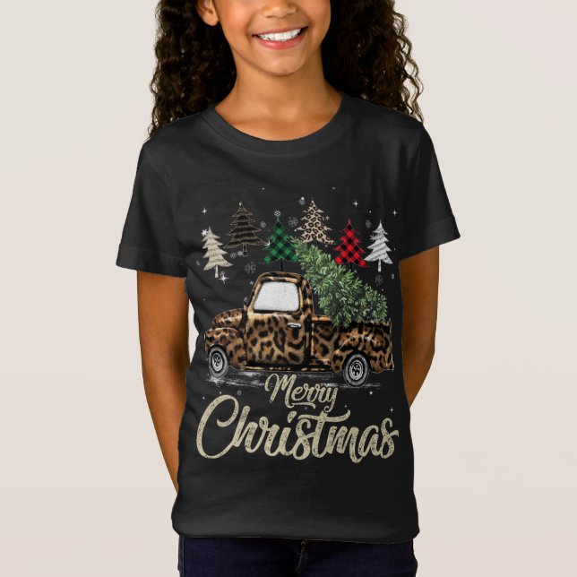 Camiseta Camión Rojo De Árbol De Navidad De Buffalo Con Leo (Anverso)
