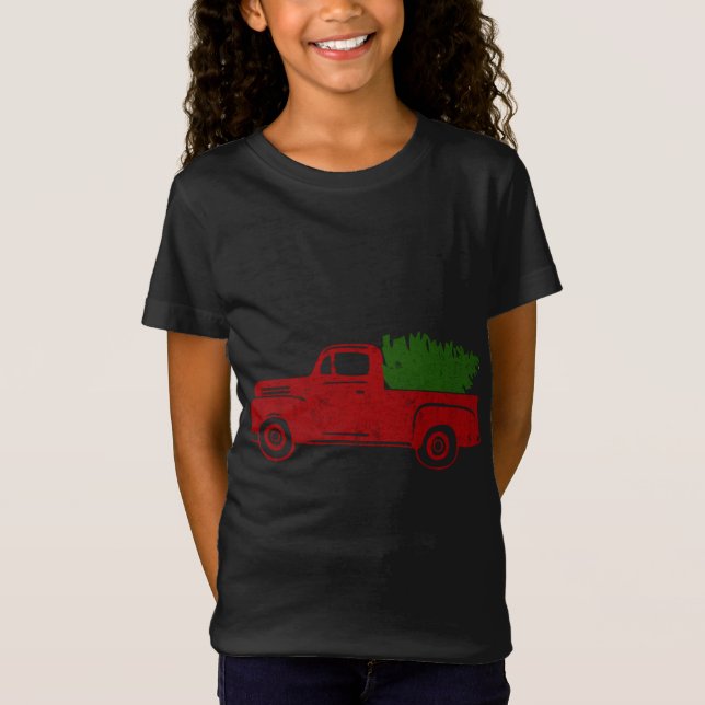 Camiseta Camión Rojo de Árbol de Navidad Gracioso regalo fa (Anverso)