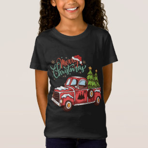 Camiseta Camión rojo de árbol de Navidad vintage divertido