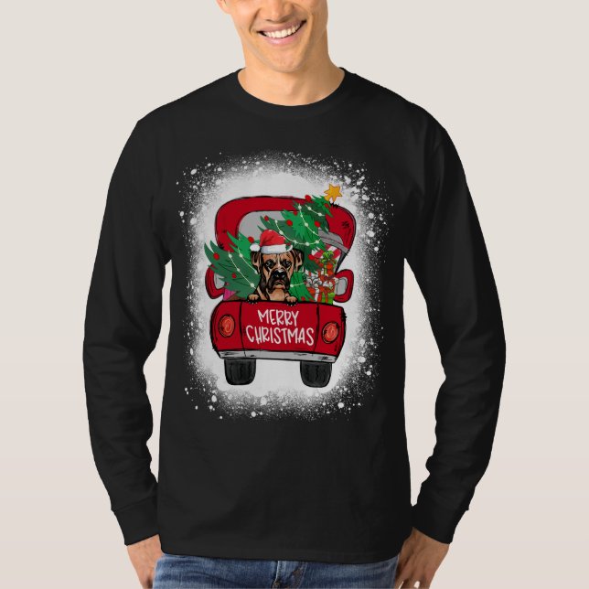 Camiseta Camión rojo de boxeador lindo Navidad blanqueado (Anverso)