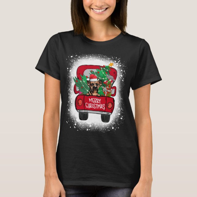 Camiseta Camión rojo de boxeador lindo Navidad blanqueado (Anverso)