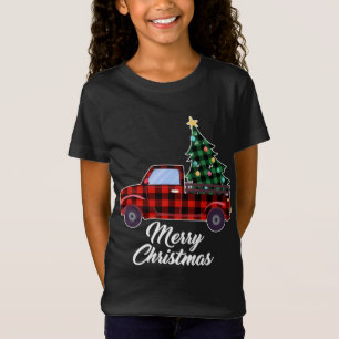 Camiseta Camión Rojo de Búfalo de Árbol de Navidad
