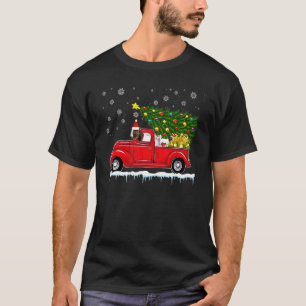 Camiseta Camión rojo de cabra Árbol de Navidad Santa Navida