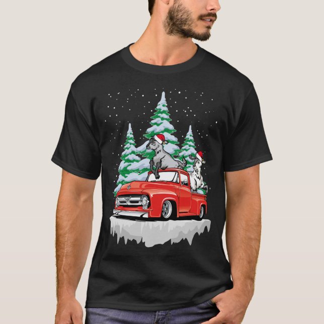 Camiseta Camión Rojo de Cabra Navidad Feliz Navidad (Anverso)