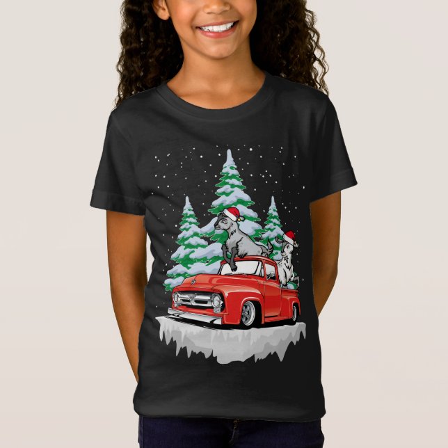 Camiseta Camión Rojo de Cabra Navidad Feliz Navidad (Anverso)