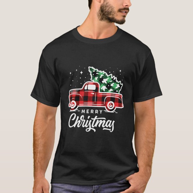 Camiseta Camión Rojo De Granja De Estilo Con Árbol (Anverso)