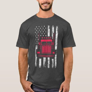 Camiseta Camión Rojo de la Bandera Americana Mecánico Camió