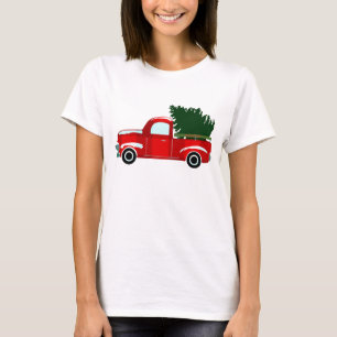Camiseta Camión Rojo de Navidad Navidades Rústicas